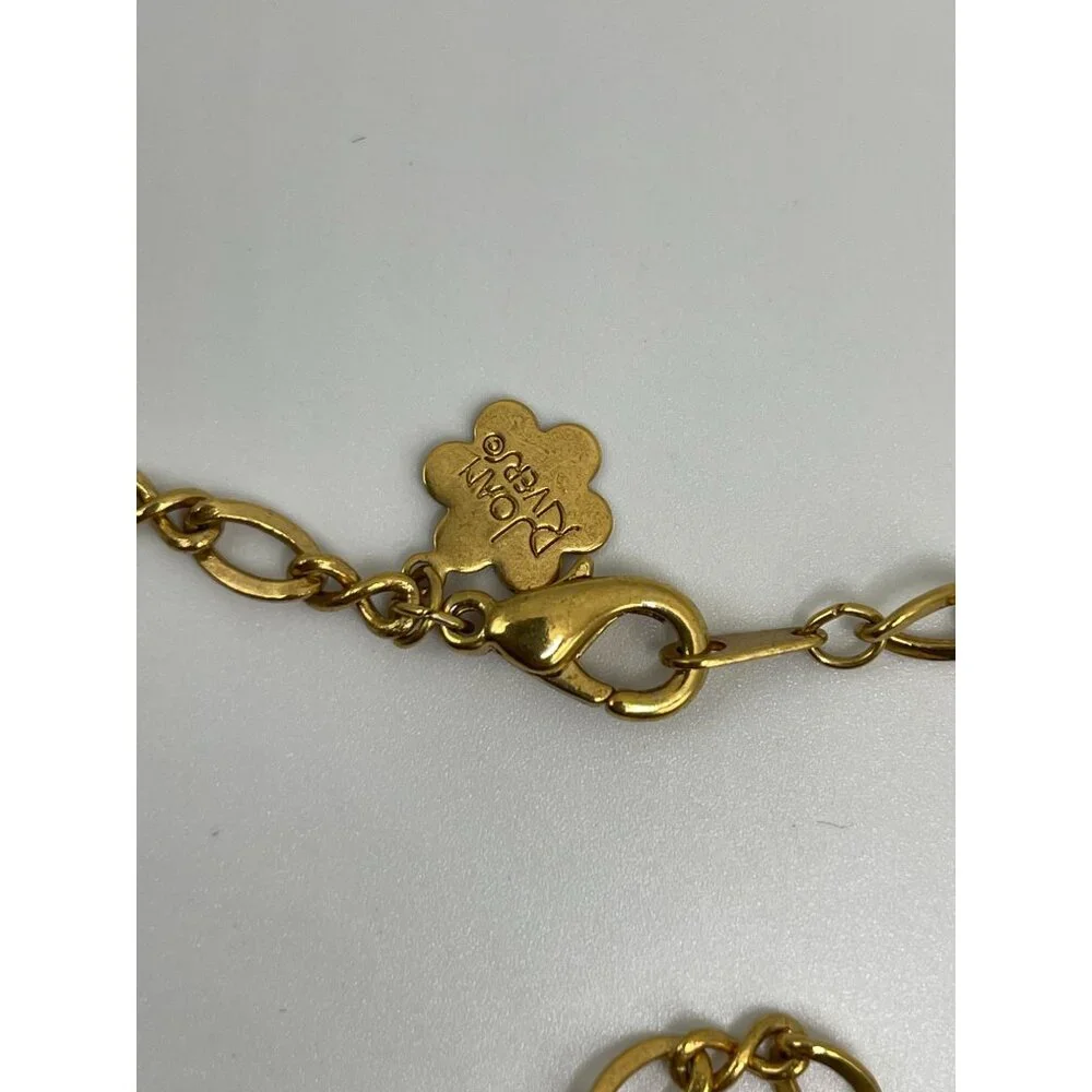 Vtg JOAN RIVERS‎ Victorian Language of Flowers Locket Charm Necklace Gold Enamel